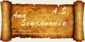 Ana Simjanović vizit kartica